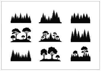 trees and forest icons set