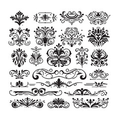 &ldquo;Retro Decorative Flourish Vector Pack &ndash; Calligraphic Frame Elements&rdquo;