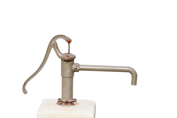 Antique water handpump on transparent background (PNG File)	