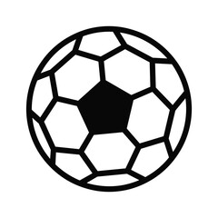 Fototapeta premium Classic black and white soccer ball icon with geometric panel design, simple vector graphic illustration