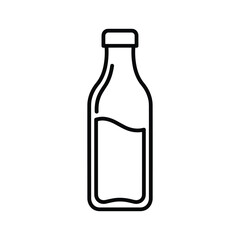 Line art illustration of a bottle with a cap containing liquid, perfect for various design uses.