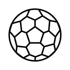 Fototapeta premium Black outline soccer ball icon illustration, classic football design for sports games and competition