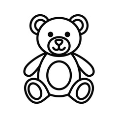 Teddy bear outline line art illustration icon for children's toys and childhood concept design vector