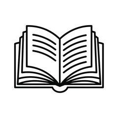 Open book line art icon representing education, knowledge, learning, and literature concepts.