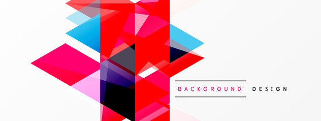 Abstract geometric shapes overlap, creating vibrant color blocks. White space balances composition, modern design element.
