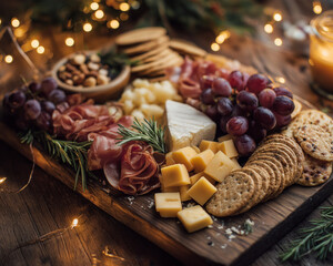 Delicious charcuterie board suitable for food blog, restaurant menus, or social media posts showcasing a variety of gourmet food.