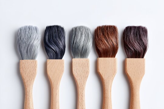 Five paintbrushes with different colors - Powered by Adobe