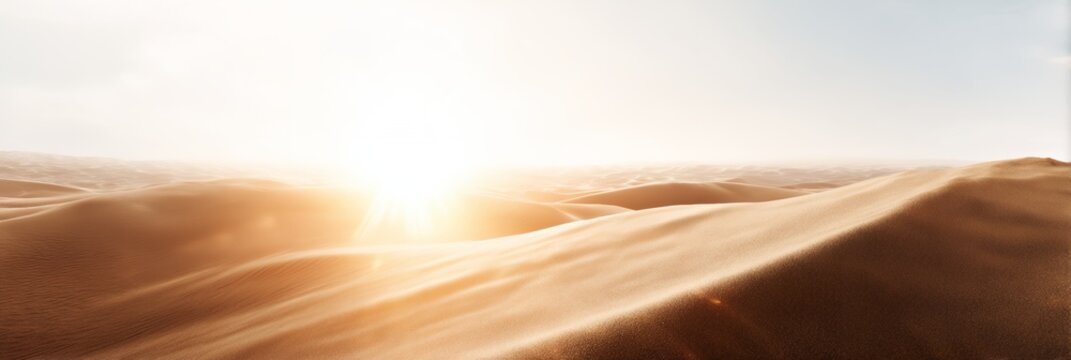 Desert landscape with a sun in the sky