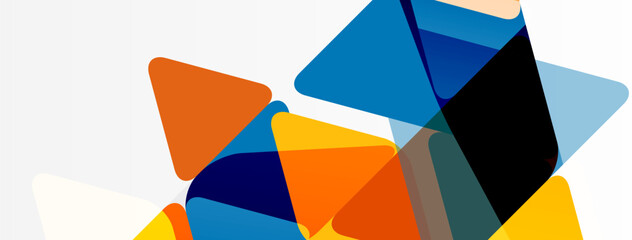 Obraz premium Abstract geometric shapes overlap, creating dynamic composition. Orange, blue, gray tones dominate clean background. Modern design element.