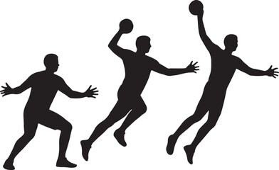 Silhouette sequence of a handball player throwing a ball during a game