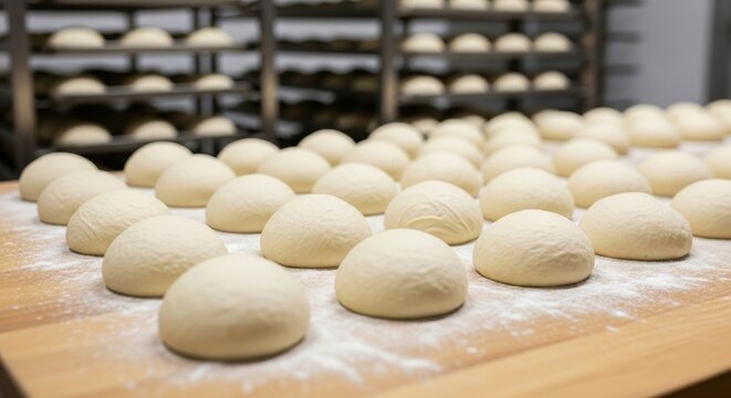 Fresh Dough Balls Prepared For Baking in a Bakery