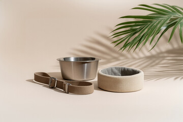 Pet accessories with palm leaf shadow