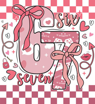Six Seven 67 valentines day Viral Trendy Valentine T shirt Design