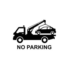 Naklejka premium No Parking Tow Truck Icon – Vehicle Towing Warning Sign Vector