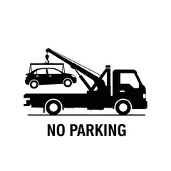 No Parking Tow Truck Icon – Vehicle Towing Warning Sign Vector