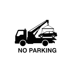 Naklejka premium No Parking Tow Truck Icon – Vehicle Towing Warning Sign Vector