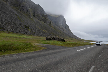 Naklejka premium motorway in landscapes of Iceland