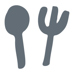 やさしい園じかんイラスト（主線なし・ゆるかわ）｜スプーン・フォークセットのイラスト