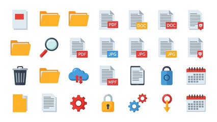 Collection of File and Folder Icons for Data Management.