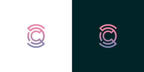 Modern and abstract letter C logo icon with a circular segmented line art design. This creative monogram symbol uses a pink and purple gradient, perfect for technology and business branding concepts