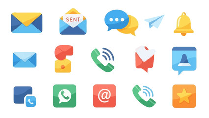 Collection of communication icons for digital messaging and notifications.