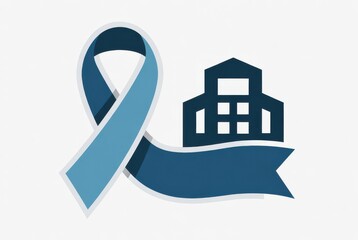 Donation ribbon and corporate icon representing philanthropy
