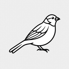 A simple black and white line drawing of a small bird perched gracefully on an unseen branch with minimalist detail and clean lines