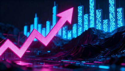 neon graphic showing growth, investment concept