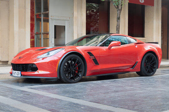 San Sebastian, Spain-September 20, 2025: 2017 Chevrolet Corvette (C7) Grand Sport (Z15)