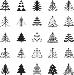 Obraz premium Christmas tree icon collection vector illustration