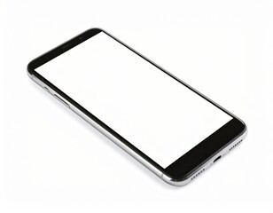 Smartphone with blank white screen mock up over white background, no name smartphone template with blank screen placeholder close view
