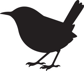 Robin bird ,vector illustration , black silhouette