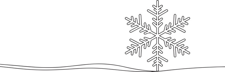 Snowflake continuous line drawing in silhouette linear shape christmas and winter concept illustration