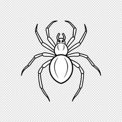 Detailed black and white line art illustration of a large spider with its eight legs extended outwards against a subtle geometric checkered pattern