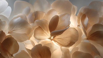 Abstract floral arrangement with soft light and delicate petals.