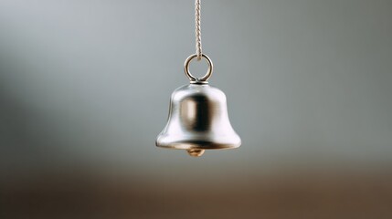 Obraz premium A small silver bell hangs gracefully