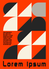 Abstract modern Bauhaus geometric posters with a half circle and a triangle. Minimalistic design for wall art decoration, flyers, banners, postcards, or brochure cover design