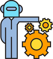 Robot with Gears Icon
