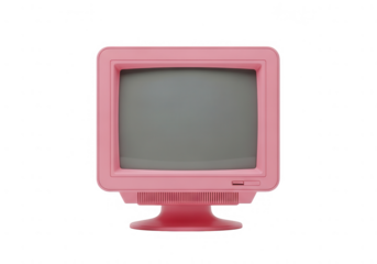 Vintage pink crt monitor, a classic retro computer display, showcasing nostalgic technology and electronic devices