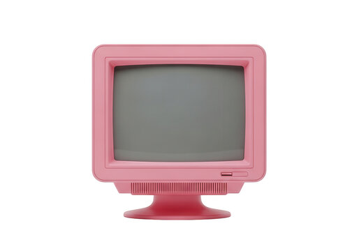 Vintage pink crt monitor, a classic retro computer display, showcasing nostalgic technology and electronic devices - Powered by Adobe