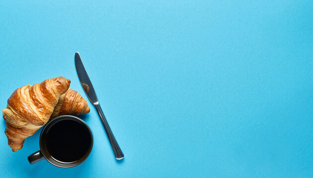 Start Your Day Right with Golden Croissants and Rich Coffee - Perfect for Breakfast, Brunch, or a Delicious Break, ready to add your text!