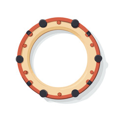 Obraz premium 2D flat vector illustration of Tambourine, clean and minimal icon style, isolated on white background.