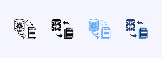 Data Transaction Icon Set Multiple Style Collection Element For Design