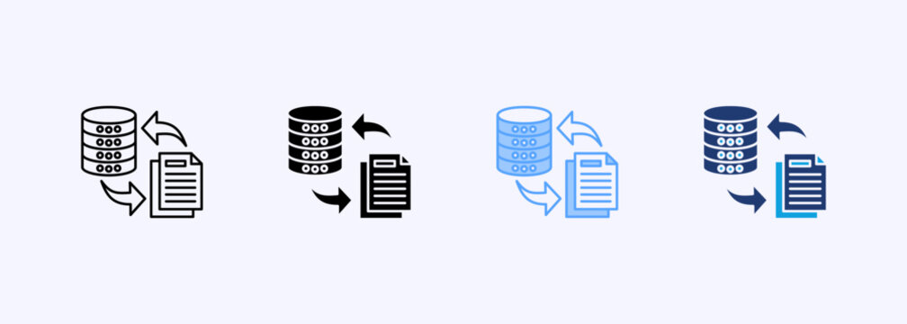 Data Transaction Icon Set Multiple Style Collection Element For Design