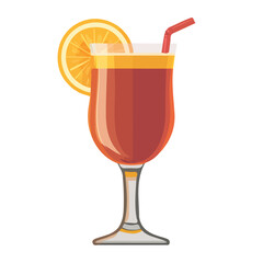 2D flat vector illustration of Spiced Rum Punch, clean and minimal icon style, isolated on white background.