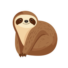 Obraz premium Minimal 2D vector illustration of Sloth in flat icon style on a plain white background.
