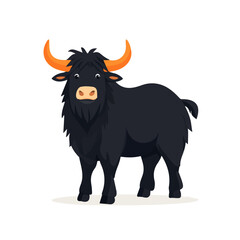 2D flat vector illustration of Yak, clean and minimal icon style, isolated on white background.