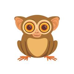Tarsier, modern 2D flat vector illustration in icon style, isolated on pure white background.