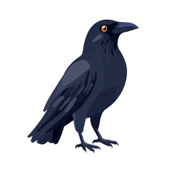 Fototapeta premium Flat 2D vector illustration of Raven, simple icon style on a clean white background.