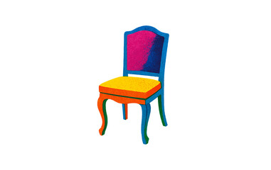 Abstract Pop Art Chair Illustration with Grainy Overlay